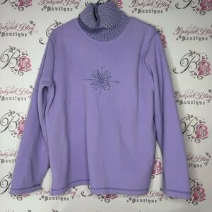 Carroll reed sweater turtleneck lilac purple snowflake bling diamond crystals